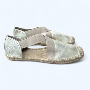 Tory Burch Gold Leather Catalina Espadrille Shoes Slip On size 10 NEW Summer